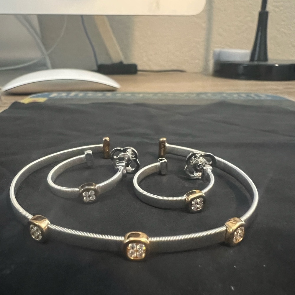 Lafonn Bracelet and Hoop Earring Set